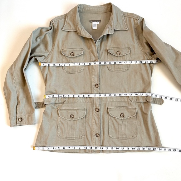 ANTHROPOLOGIE ISABELLA BIRD KHAKI CARGO SAFARI UTILITY JACKET. SzL - Picture 9 of 10